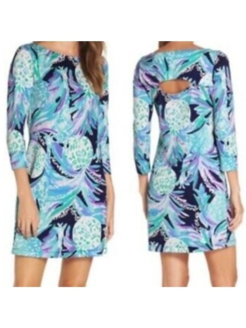NEW Lilly Pulitzer Hollee Mini Dress Floral Bright Navy Alotta Colada Cutout XS